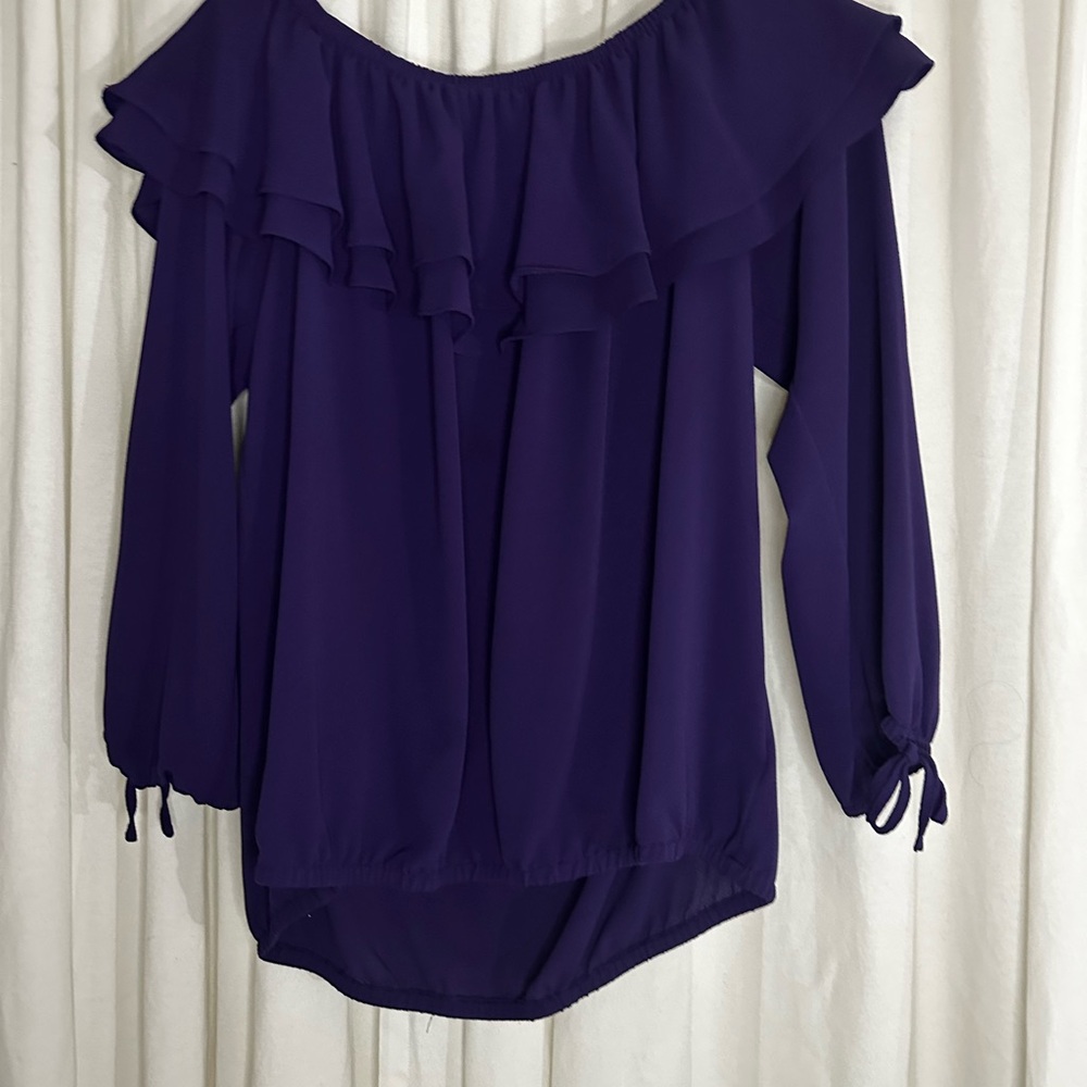 Michael Kors Deep Purple Ruffle Blouse